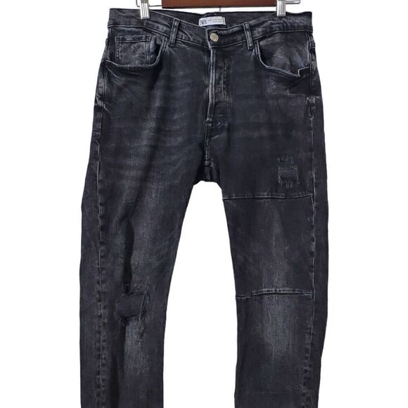 Zara Button Fly Skinny Jeans Size 36 Distressed Pants Blogger's Favorite Womens - Picture 4 of 11